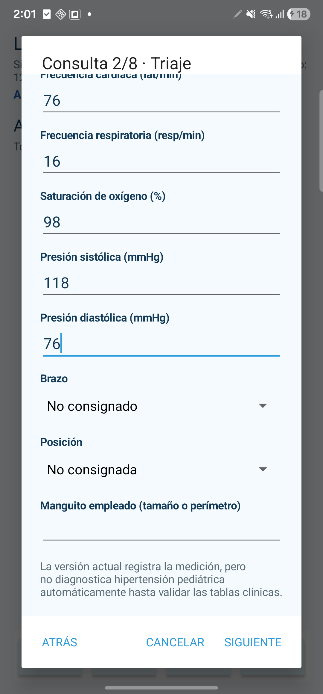 Triaje: presión y técnica