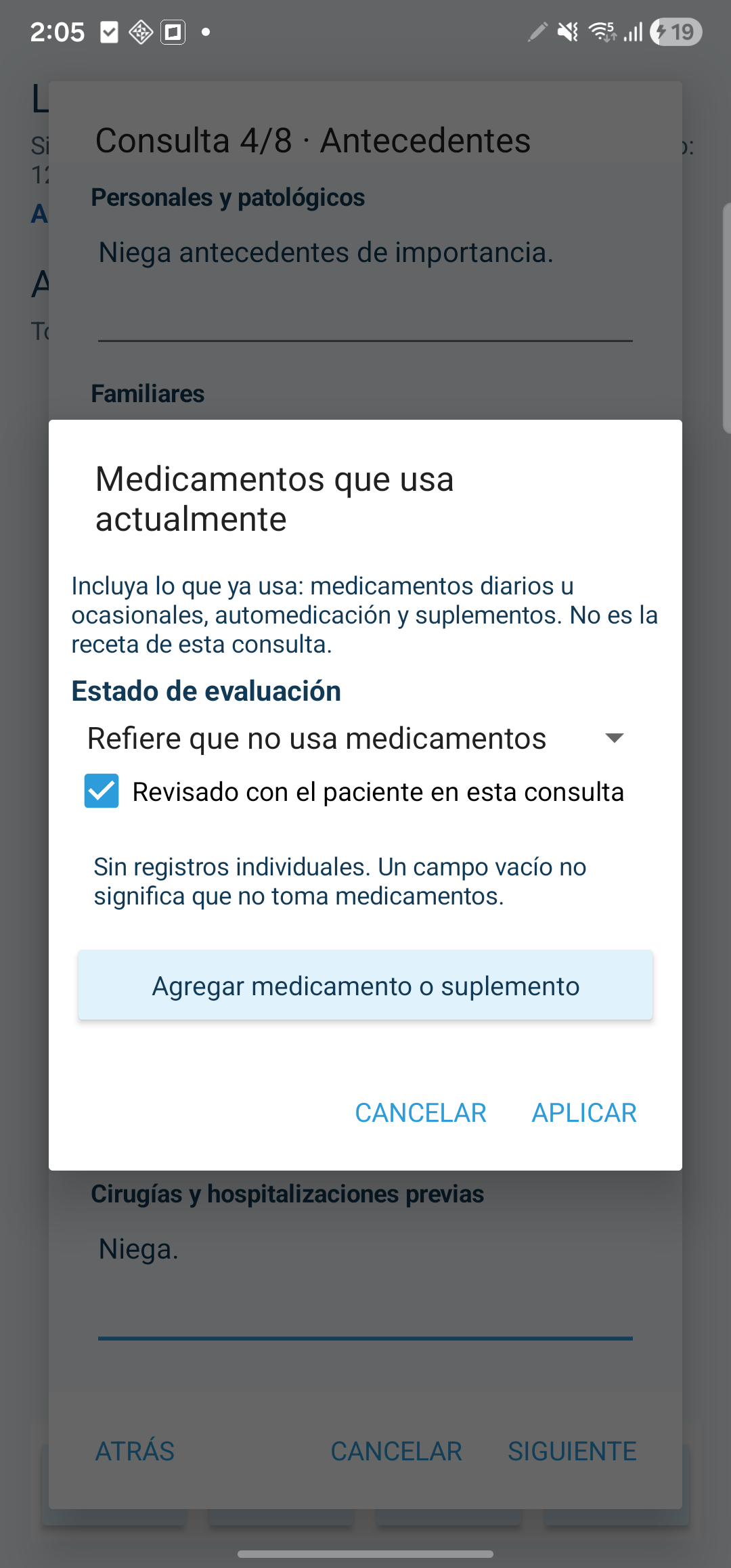 Revisar la medicación habitual
