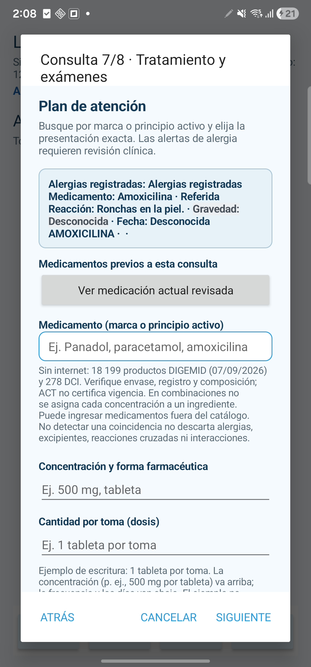 7. Tratamiento y exámenes